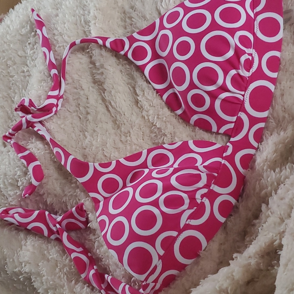 Victoria's Secret Pink and White Bikini Top Size L